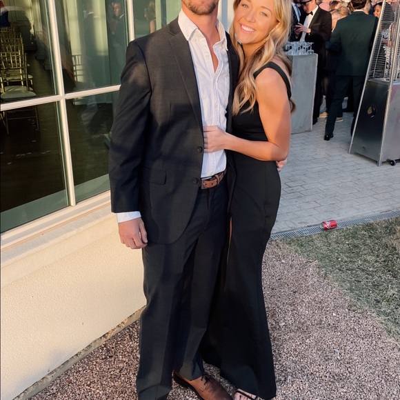 Raquelle Square Neck Thigh Split Maxi Dress in Black - Picture 2 of 2